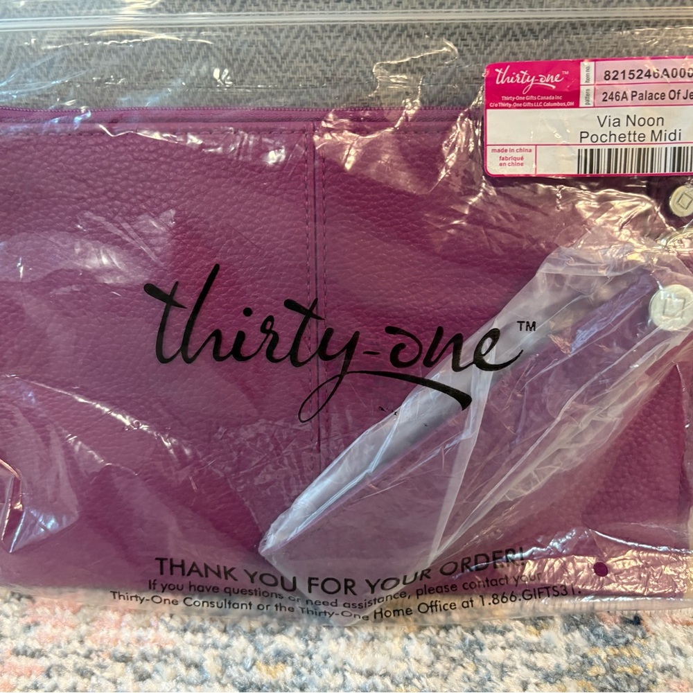 Thirty-One Via Noon Violet Pochette Midi wristlet